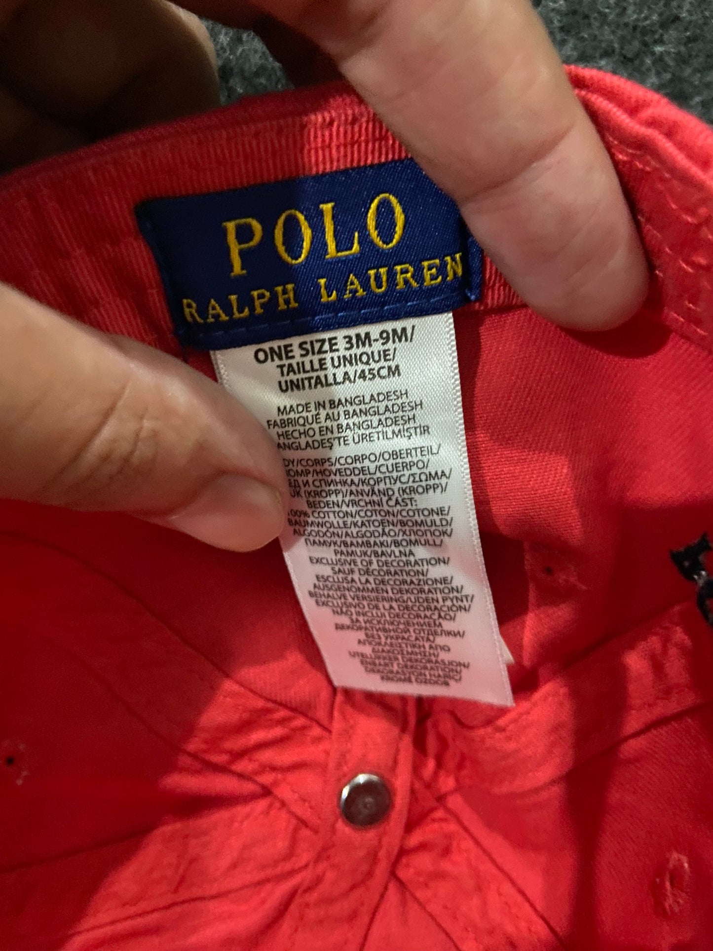 Baby Polo Ralph Lauren Red Cap – Embroidered Polo Bear (45cm)
