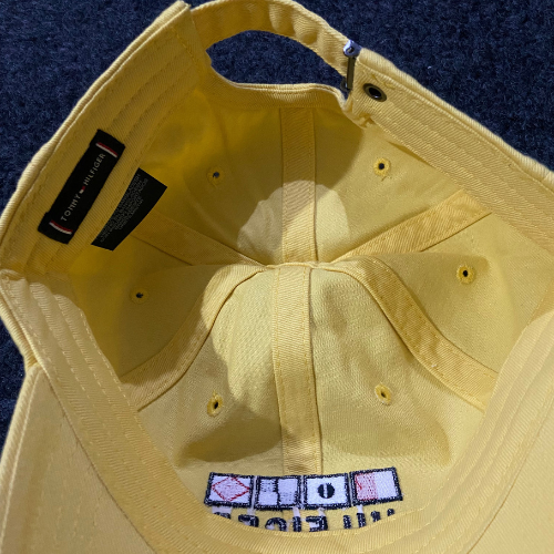 Tommy Hilfiger Cotton Adjustable Baseball Cap – Yellow with Logo & Nautical Flag Embroidery