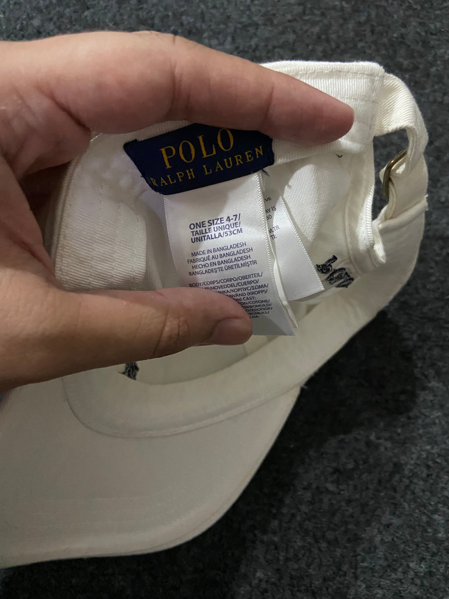 Kids Polo Ralph Lauren White Chino Baseball Cap – Navy Pony Logo (53cm)